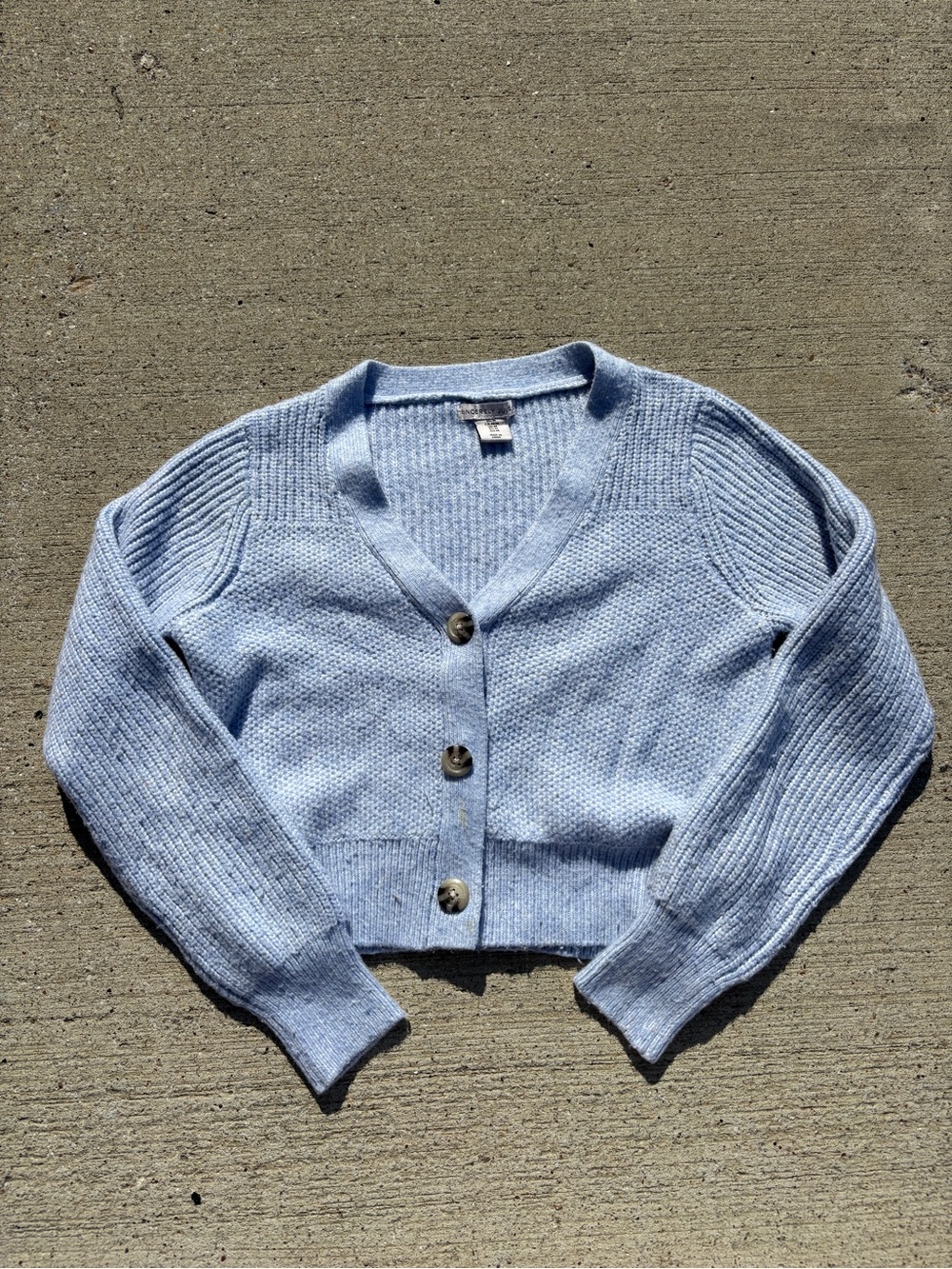 Light Blue V-Neck Button Cardigan Sweater - Women